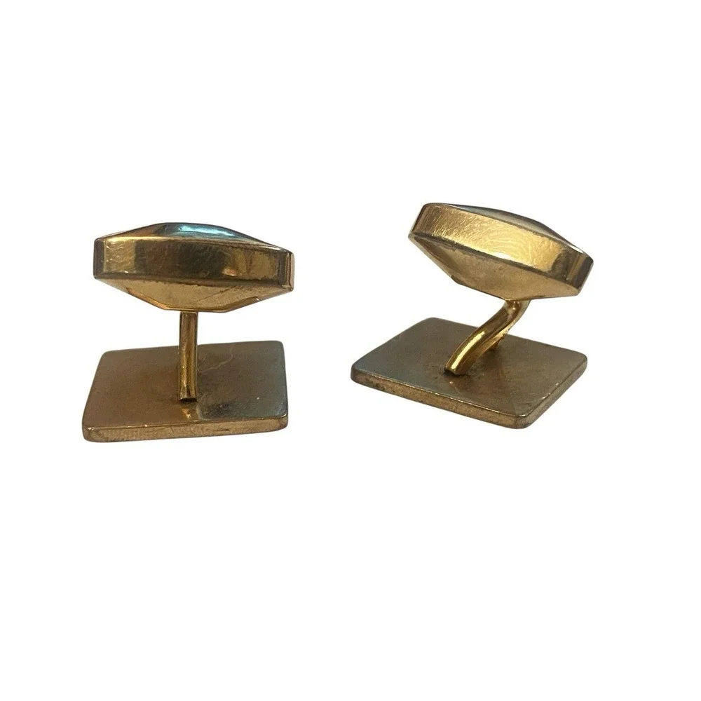 Vintage‎ Simmons Gold Tone Cufflinks Old Money Signed Engraved FXC